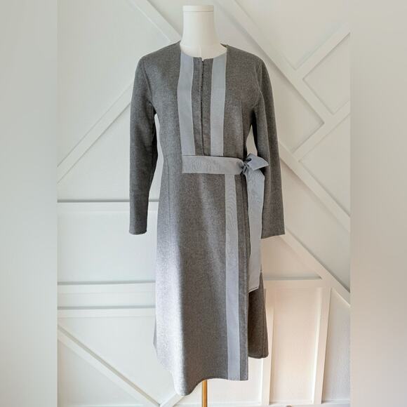 Ports 1961 Wool Cashmere Blend Tie Waist Trench Coat Grey Size 6
